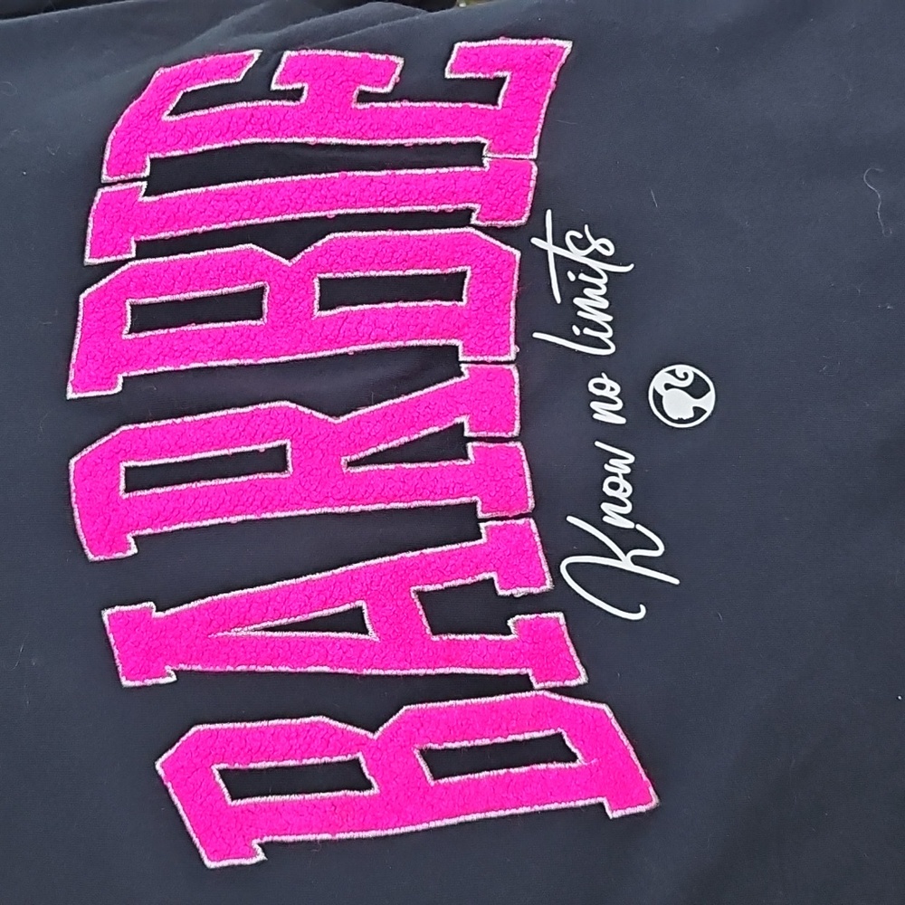 Barbie Brand BARBIE Pink Chenille Know Your Limits Black Cotton TShirt XXL